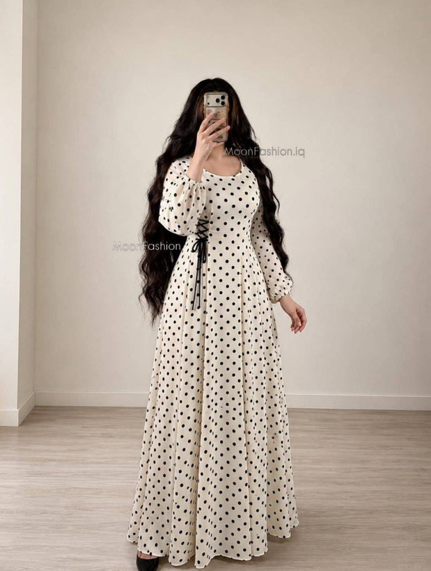 پیراهن بلند الناز جنس الیزه سفید, سورمه ای تیره, مشکی درشت, مشکی ریز سایز ها : فری سایز تا46 شناسه #15943