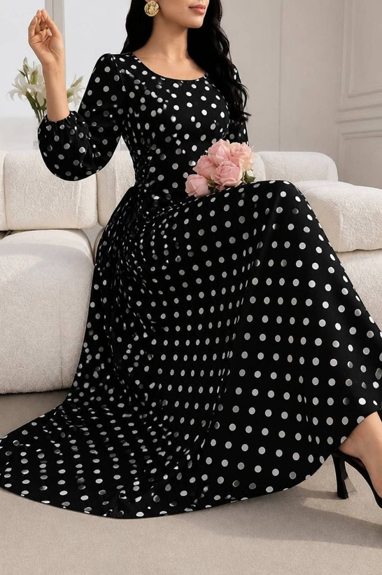 پیراهن بلند الناز جنس الیزه سفید, سورمه ای تیره, مشکی درشت, مشکی ریز سایز ها : فری سایز تا46 شناسه #15943
