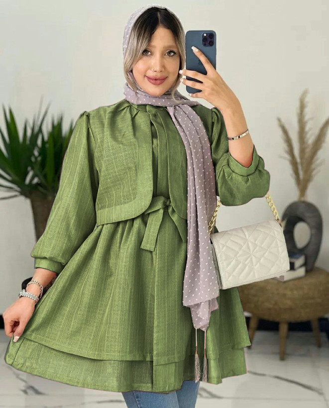 مانتو عروسکی زیبای پریچهر جنس : کتان نازلی درجه یک مشکی - سبز - طوسی - یاسی - فری سایز زنانه 🆔 شناسه : #37444