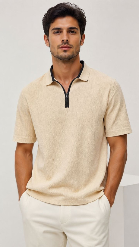 تیشرت مردانه نیم زیپ بیسکویتی جنس : بیسکویتی کراکشی کرم , سفید , طوسی , L , Xl , xxl , xxxl , شناسه کاربری : #9629
