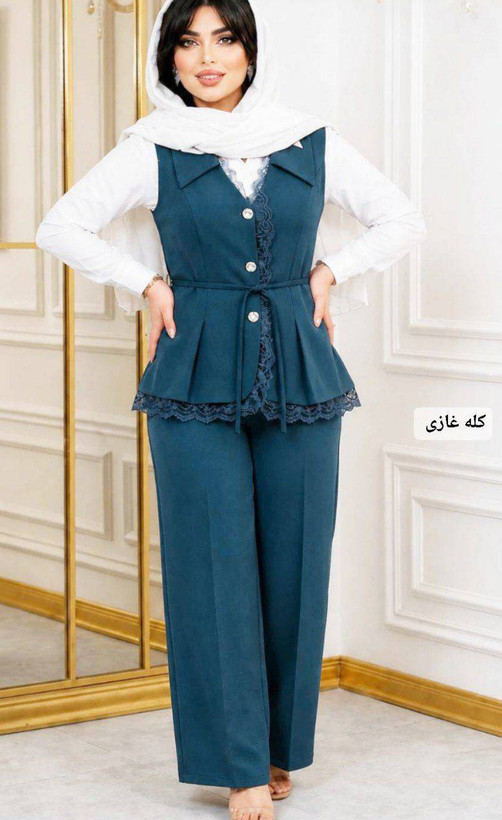 وست و شلوار نازلی مشکی, شکلاتی, نسکافه ای, سورمه ای, زیتونی, آبی نفتی, کله غازی فری سایز زنانه شناسه : #18095