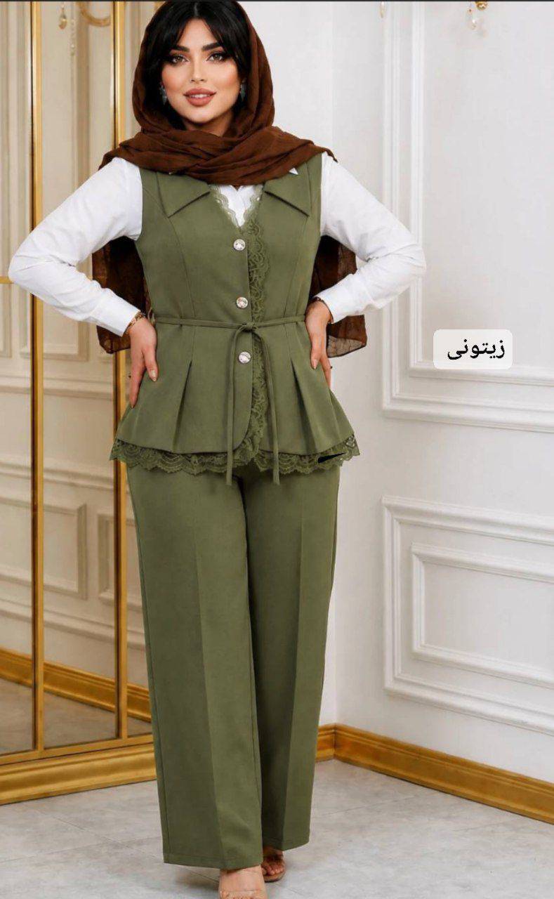 وست و شلوار نازلی مشکی, شکلاتی, نسکافه ای, سورمه ای, زیتونی, آبی نفتی, کله غازی فری سایز زنانه شناسه : #18095