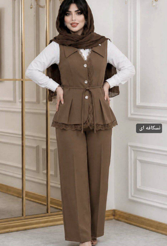 وست و شلوار نازلی مشکی, شکلاتی, نسکافه ای, سورمه ای, زیتونی, آبی نفتی, کله غازی فری سایز زنانه شناسه : #18095