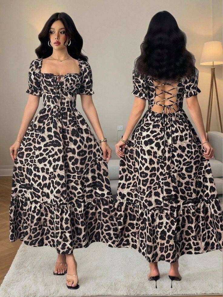 شناسه : #46404  👚نام : پیراهن ماکسی پلنگی فوق العاده شیک و لاکچری پشت بندی  👗تنخور شیک و‌عاااالی😍  فری سایز از 36تا44 زنانه