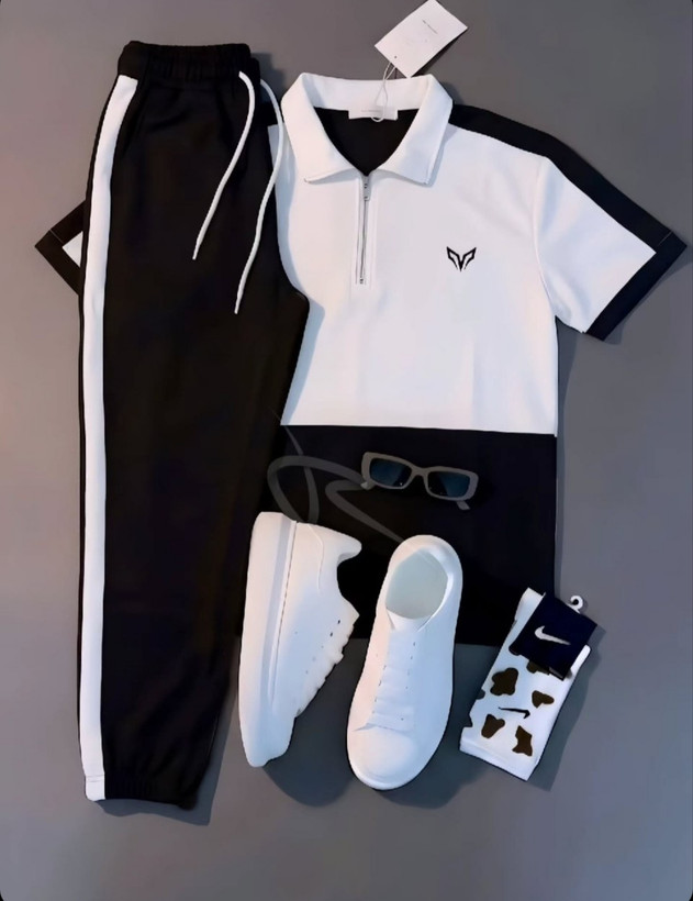 تیشرت شلوار مردانه مدل کوشا دارای جنس گلکسی مشکی سفید سبز سایزبندی زنانه ارسال 20 روز