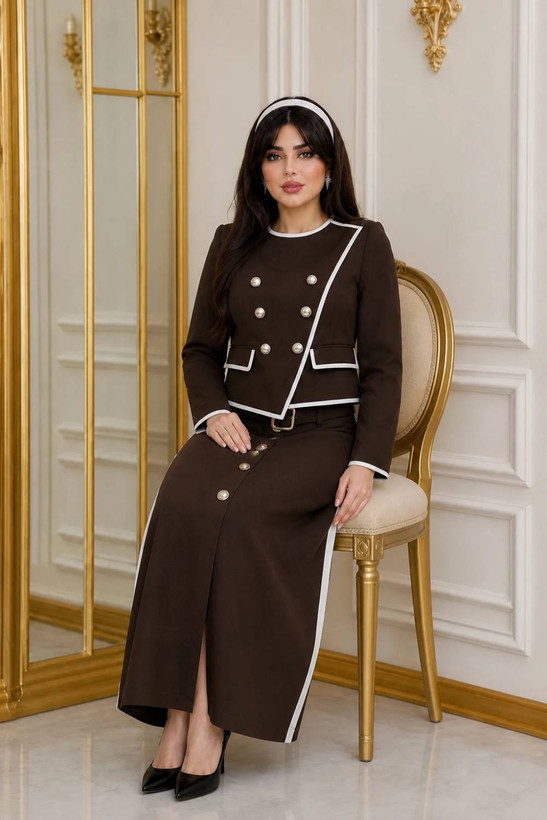 کت دامن لیلا جنس : مازراتی مشکی, شکلاتی, نسکافه ای, سورمه ای, آبی, بنتون, آبی نفتی سایزبندی زنانه شناسه : #21469