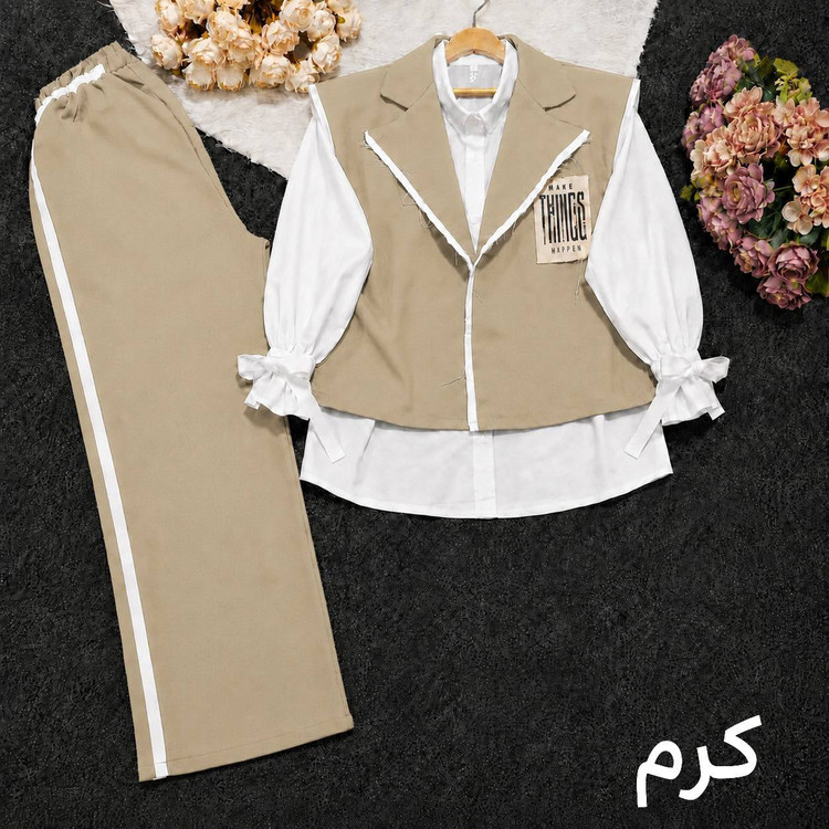 ست سه تیکه بغل نوار 680 جنس : مازراتی 330گرم مشکی, نسکافه ای, کرم, سورمه ای, قهوه ای, طوسی فری سایز زنانه شناسه : #21742