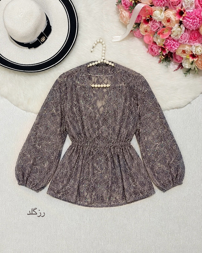 شومیز گیپور حنا جنس : زارا گلس سیلور, رز گلد فر ی سایز زنانه شناسه : #22333