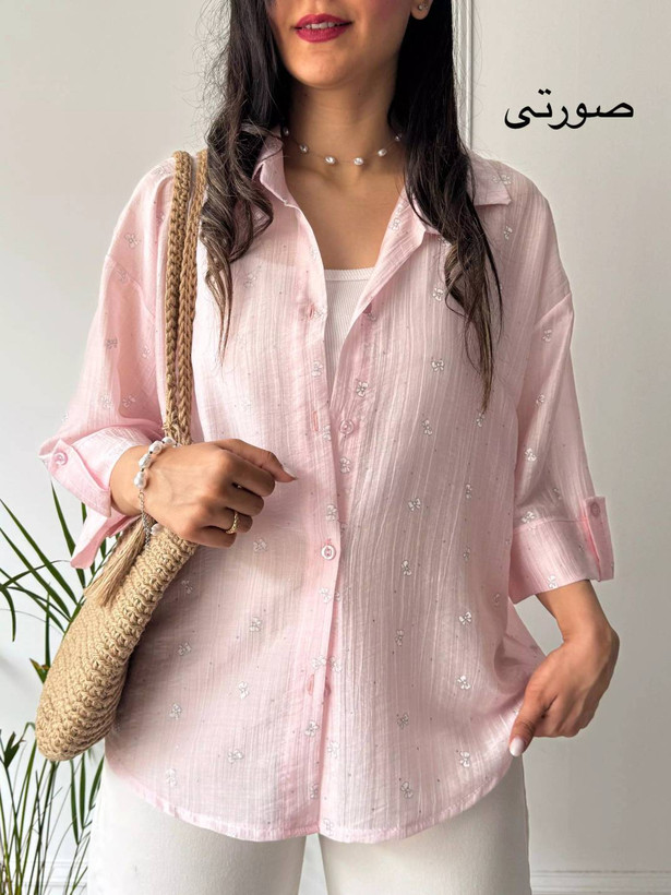 شومیز شیشه ای چنل جنس : پری شیشه ای مشکی, شکلاتی, سبز, سفید, صورتی, نسکافه, آیی فری سایز زنانه شناسه : #22375