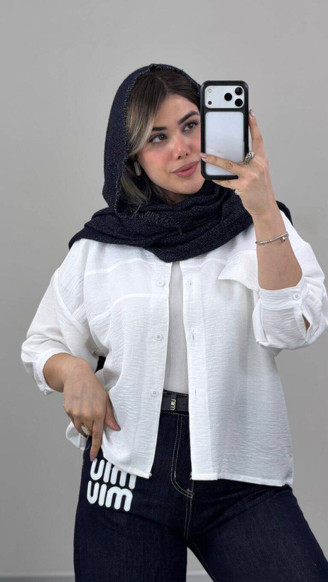 شومیز مانتویی بنفشه جنس : شانتون ژاکارد مشکی, شکلاتی, سفید, صورتی, آبی, هلویی, کره ای فری سایز زنانه شناسه : #21194