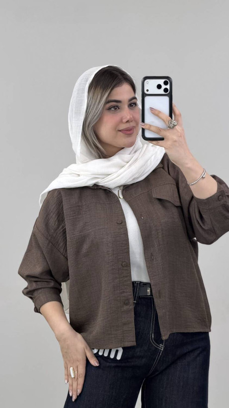 شومیز مانتویی بنفشه جنس : شانتون ژاکارد مشکی, شکلاتی, سفید, صورتی, آبی, هلویی, کره ای فری سایز زنانه شناسه : #21194
