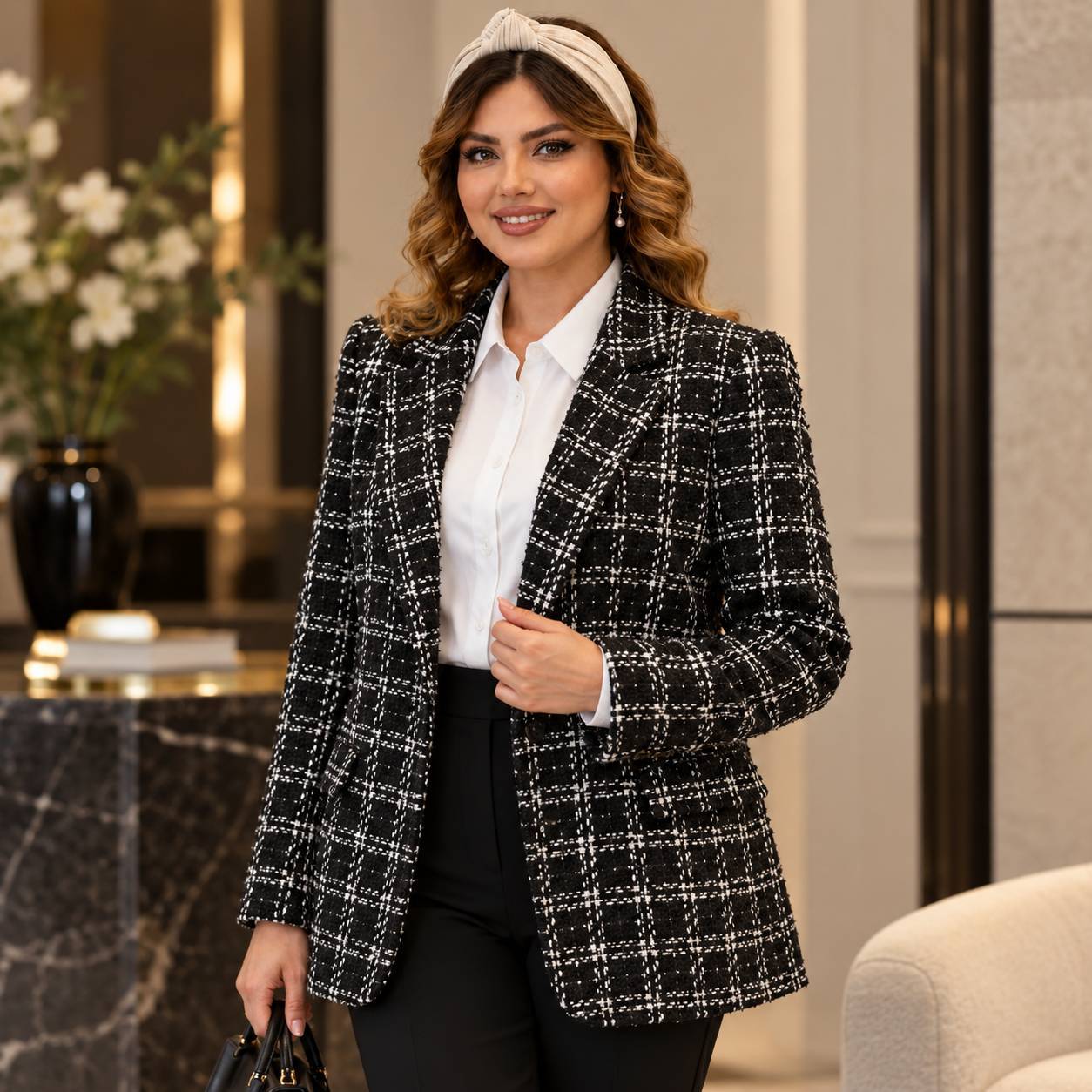 پالتو پاییزی شانل جنس : شانل ترک  مشکی, سفید فری سایز زنانه شناسه : #26383