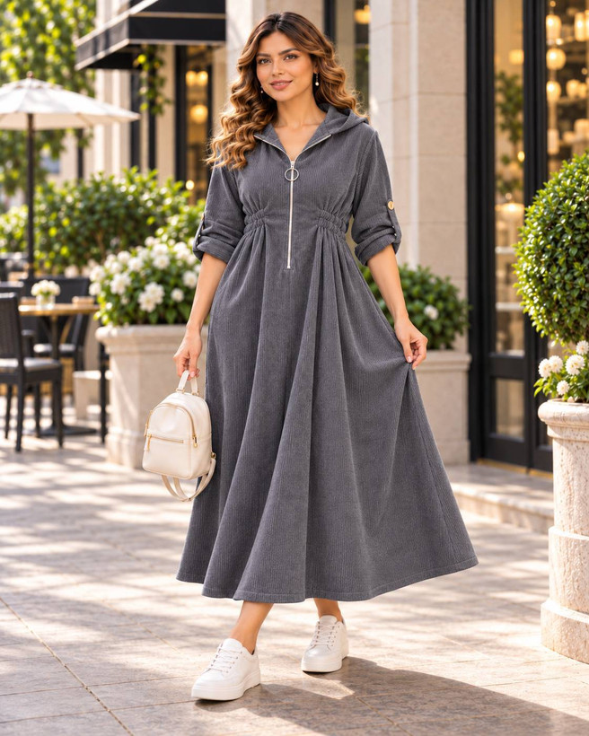 پیراهن بلند کبریتی کلاه دار جنس : کبریتی ریز مشکی, شکلاتی, نسکافه ای, سورمه ای, زیتونی, طوسی فری سایز زنانه شناسه : #26193
