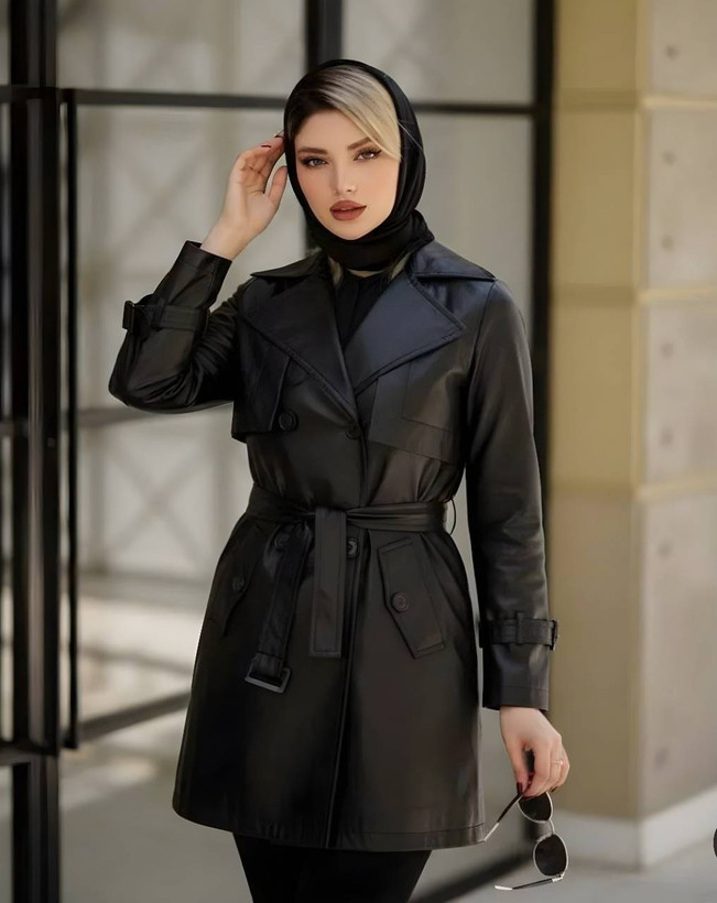 پالتو چرم اسو جنس چرم عسلی - قهوه ای - مشکی فری سایز زنانه